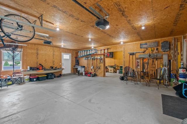 garage with a garage door opener