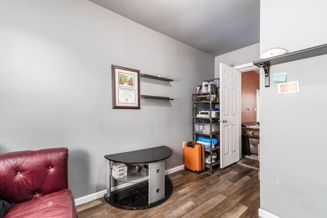 interior space with dark hardwood / wood-style floors