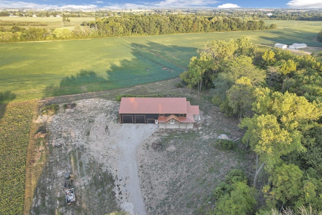 birds eye view of property featuring a rural view