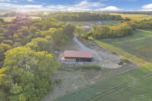 birds eye view of property featuring a rural view