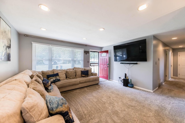 living room with carpet floors