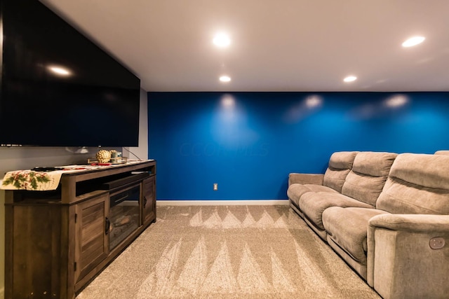 view of carpeted home theater room