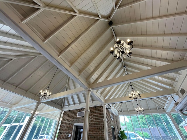 details with a chandelier and a fireplace