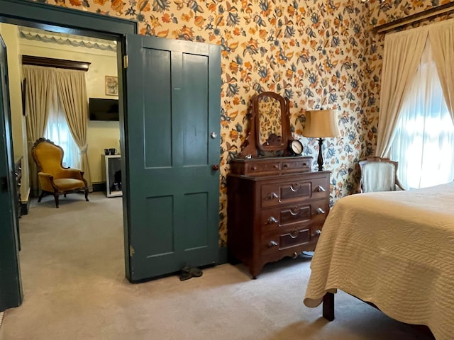 carpeted bedroom with a closet