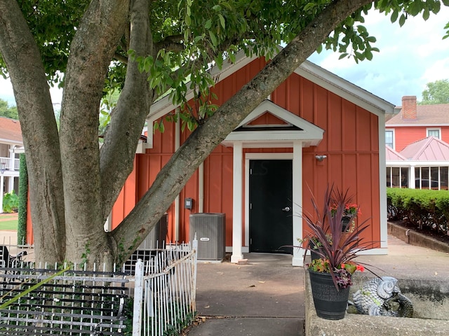 view of outbuilding featuring central AC