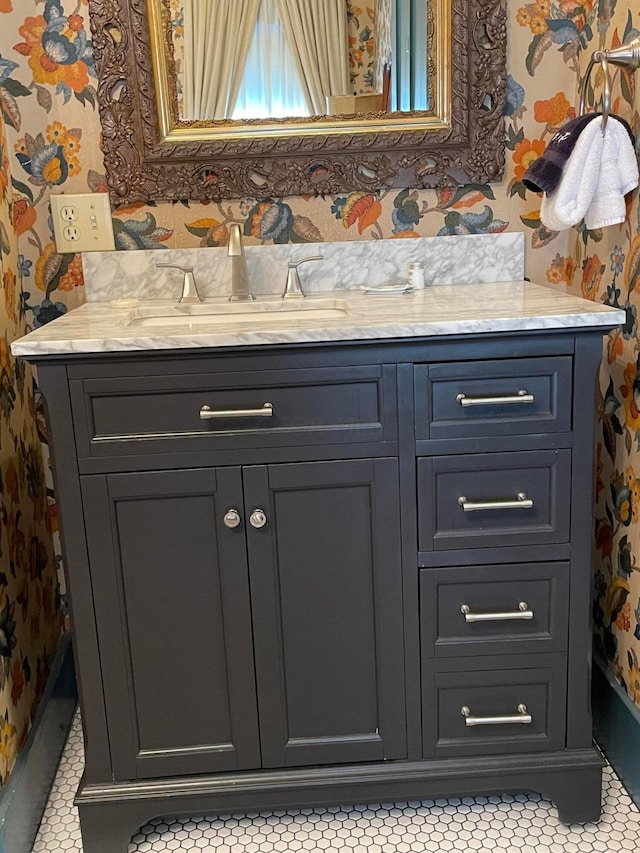 bathroom featuring vanity and tile patterned floors