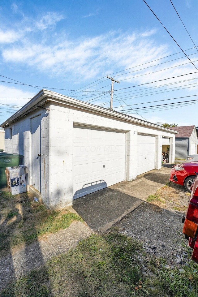 view of garage