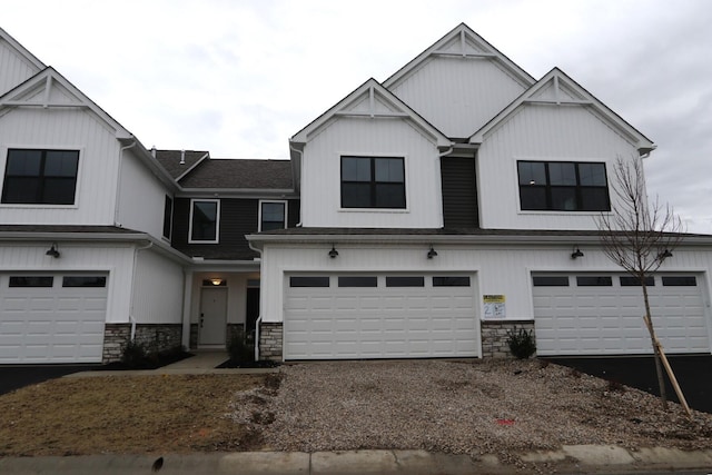 modern farmhouse with a garage