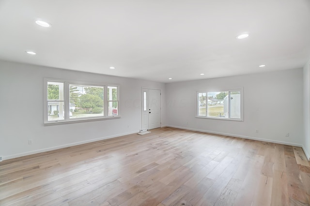 interior space featuring a healthy amount of sunlight and light hardwood / wood-style flooring