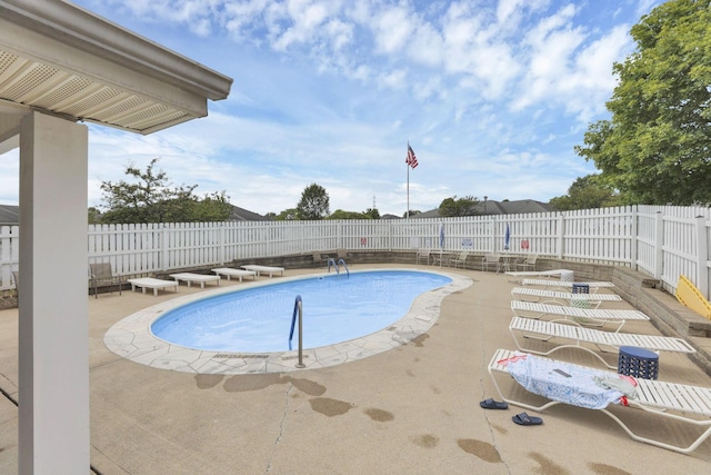 view of swimming pool with a patio