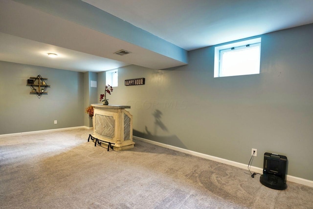 basement featuring carpet floors