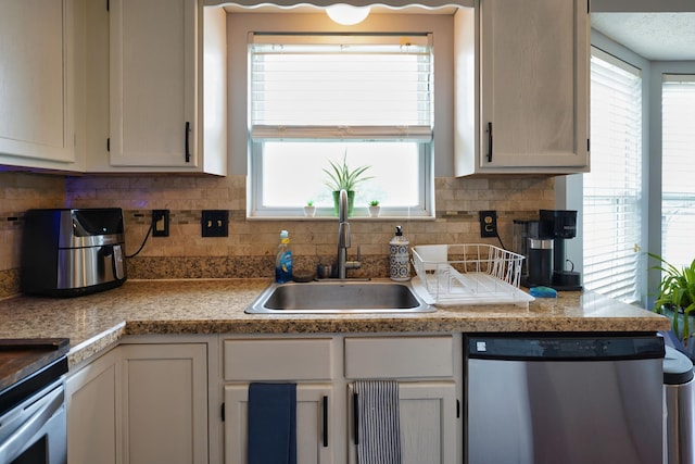 kitchen featuring sink, backsplash, and dishwasher