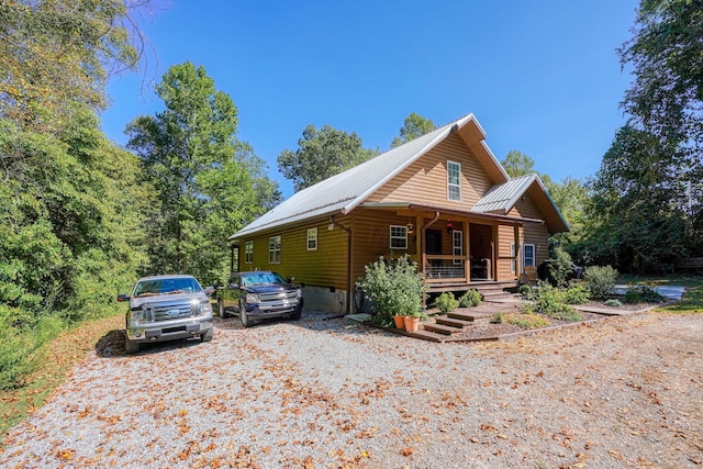 cabin with covered porch