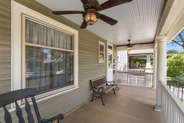 wooden deck featuring covered porch