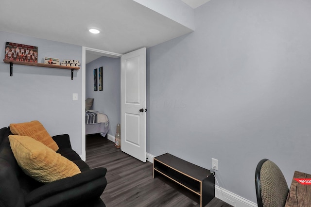 living area with dark wood-type flooring