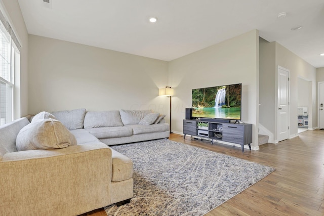 living room with hardwood / wood-style floors