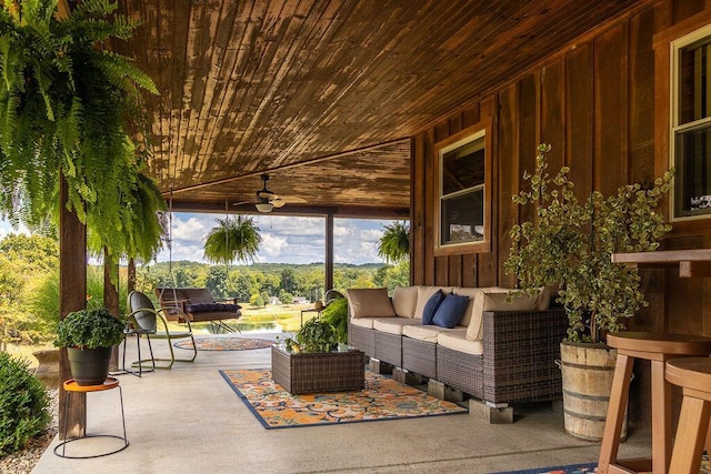 view of patio / terrace featuring an outdoor hangout area and ceiling fan