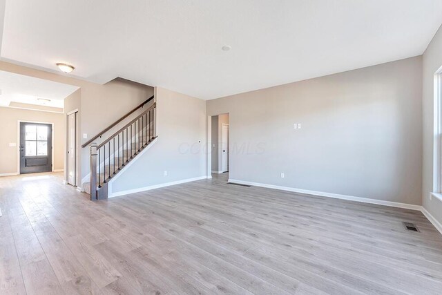 unfurnished living room featuring light hardwood / wood-style flooring