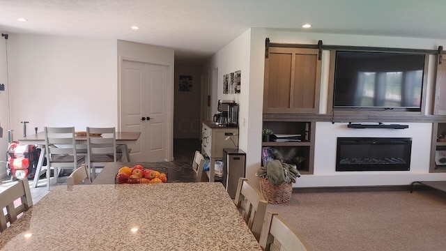 kitchen featuring carpet