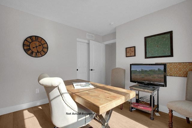 office featuring wood-type flooring