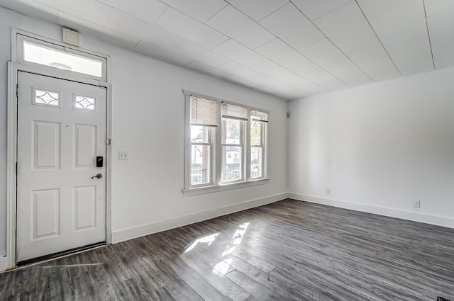 foyer entrance with dark hardwood / wood-style floors