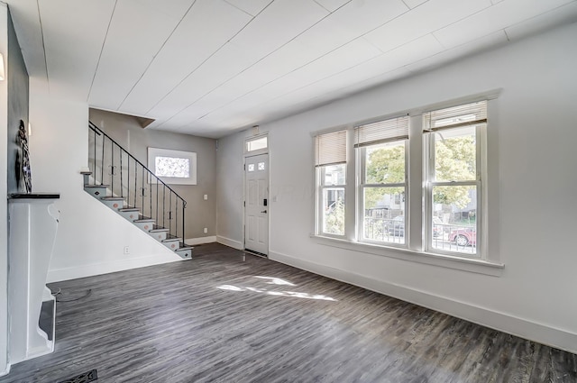 foyer entrance with dark hardwood / wood-style floors