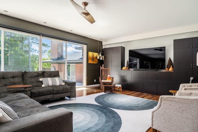 living area with wood finished floors