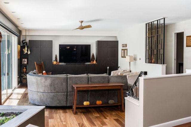 living room with light wood finished floors