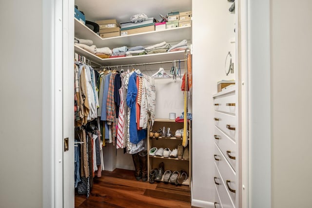 spacious closet featuring wood finished floors