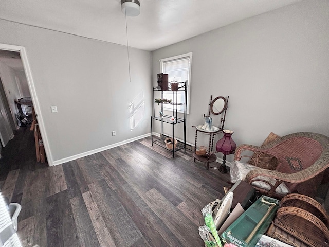 living area featuring dark hardwood / wood-style flooring