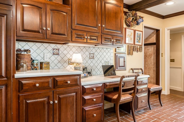 office area with crown molding