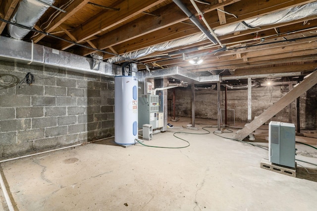 5595 Lancaster Rd, Hebron, OH 43025 - basement featuring electric water heater and heating unit