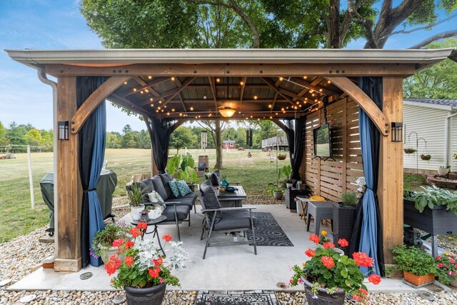 5595 Lancaster Rd, Hebron, OH 43025 - view of patio / terrace featuring a gazebo and an outdoor living space