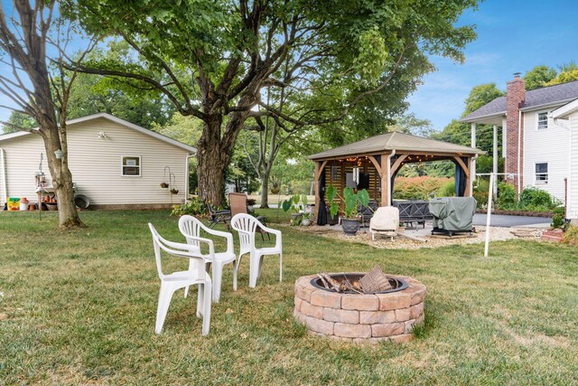 5595 Lancaster Rd, Hebron, OH 43025 - view of yard with a gazebo and a fire pit