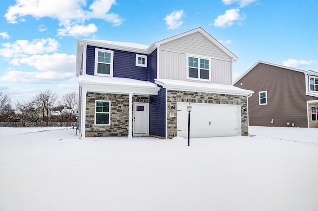 view of front of property featuring a garage