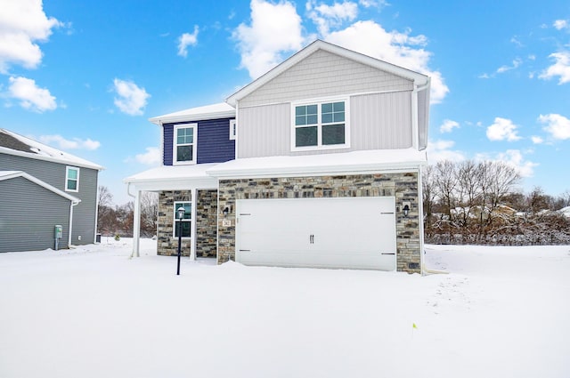 view of front property with a garage