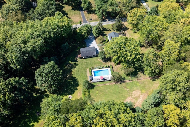 bird's eye view featuring a view of trees