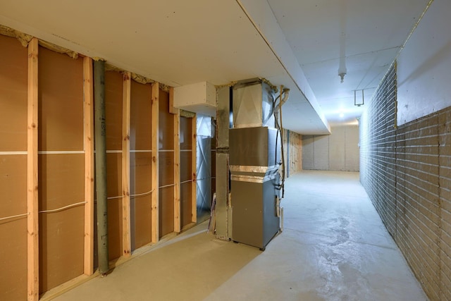 basement featuring heating unit