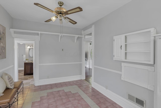 bathroom with ceiling fan