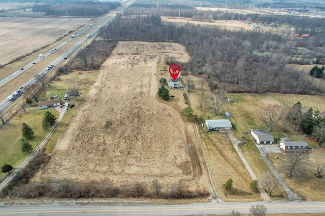 aerial view featuring a rural view