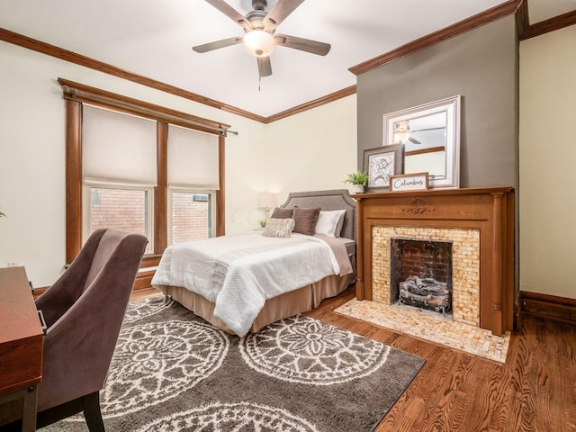43 Winner Ave, Columbus, OH 43203 - bedroom featuring wood finished floors, ornamental molding, and ceiling fan
