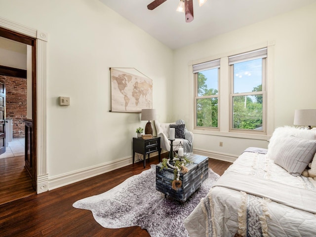 43 Winner Ave, Columbus, OH 43203 - bedroom with wood finished floors, vaulted ceiling, and ceiling fan