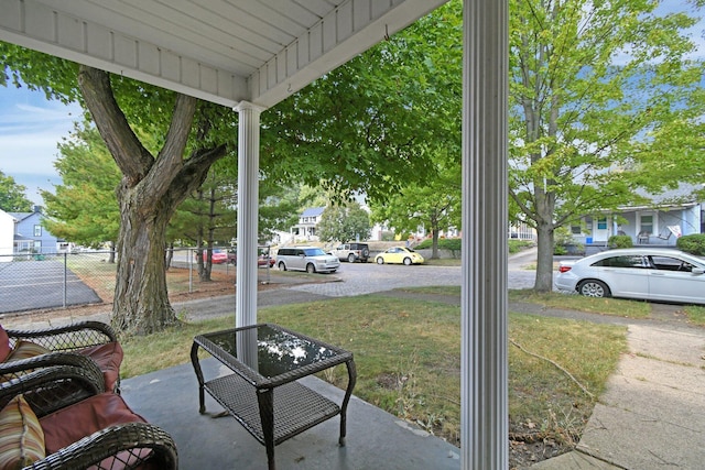 view of patio featuring a porch