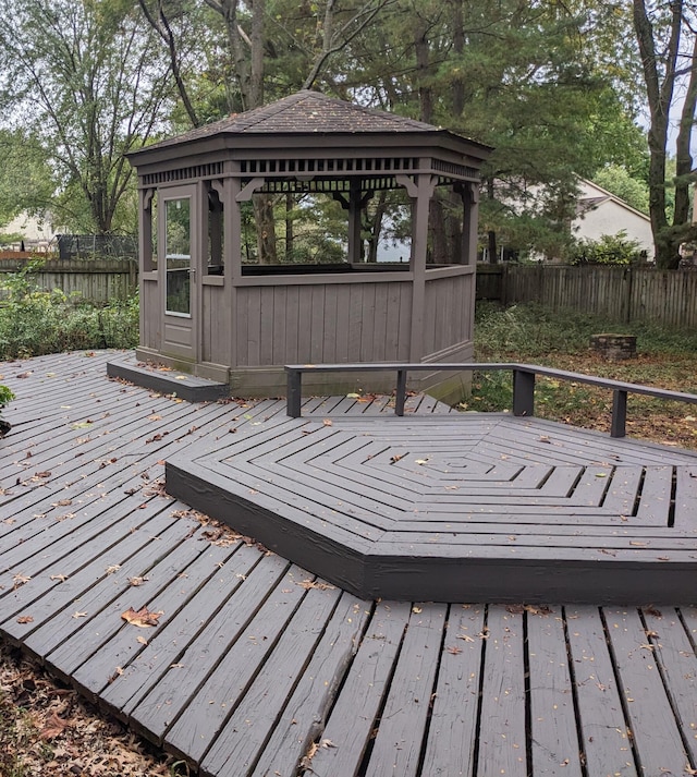 deck featuring a gazebo