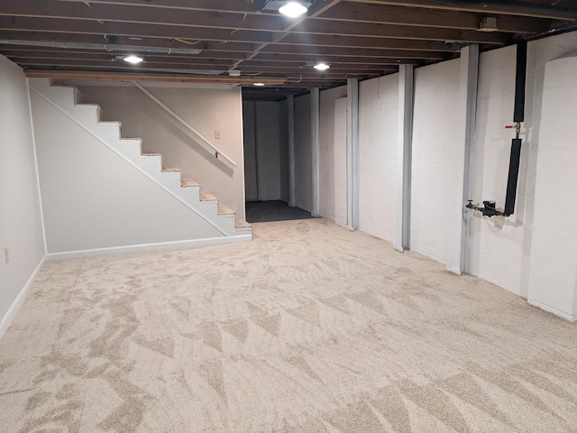 basement featuring carpet floors