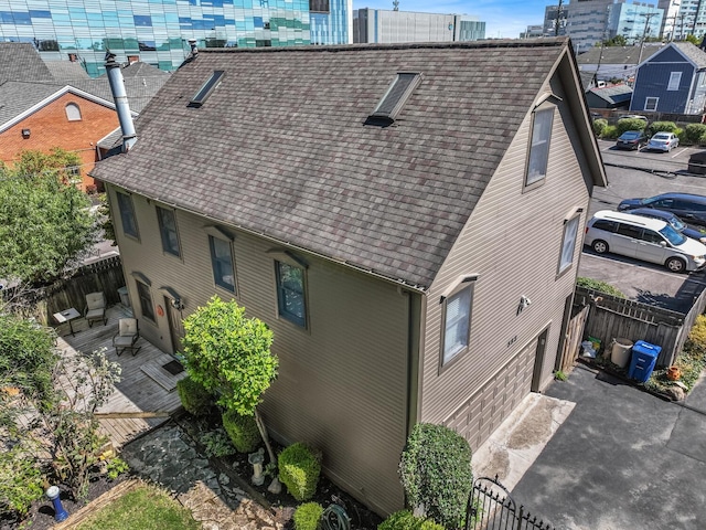 exterior space featuring a garage