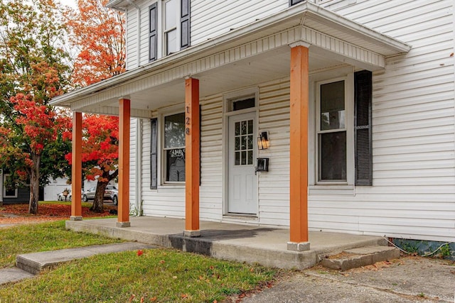 entrance to property with a porch