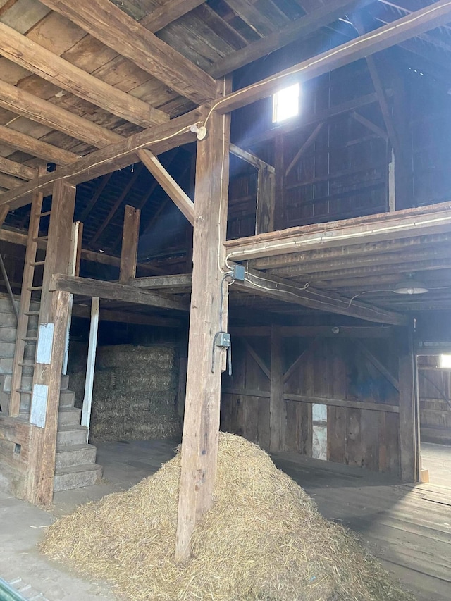 miscellaneous room with lofted ceiling