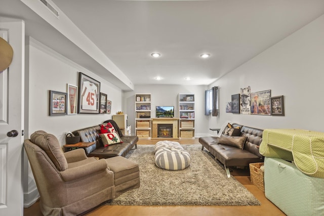 living room featuring light wood-type flooring