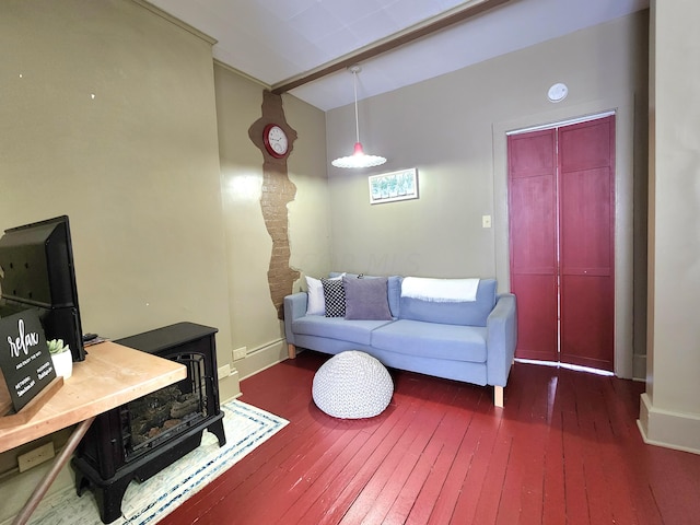 living room featuring dark hardwood / wood-style floors